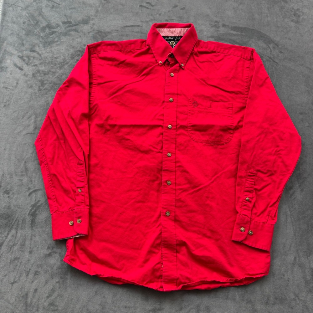 George Strait Collection by Wrangler Mens Red Cotton Button Down Shirt MGS244R M